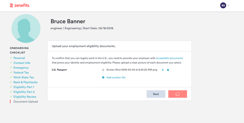 Zenefits HR 入職解決方案網(wǎng)頁截圖